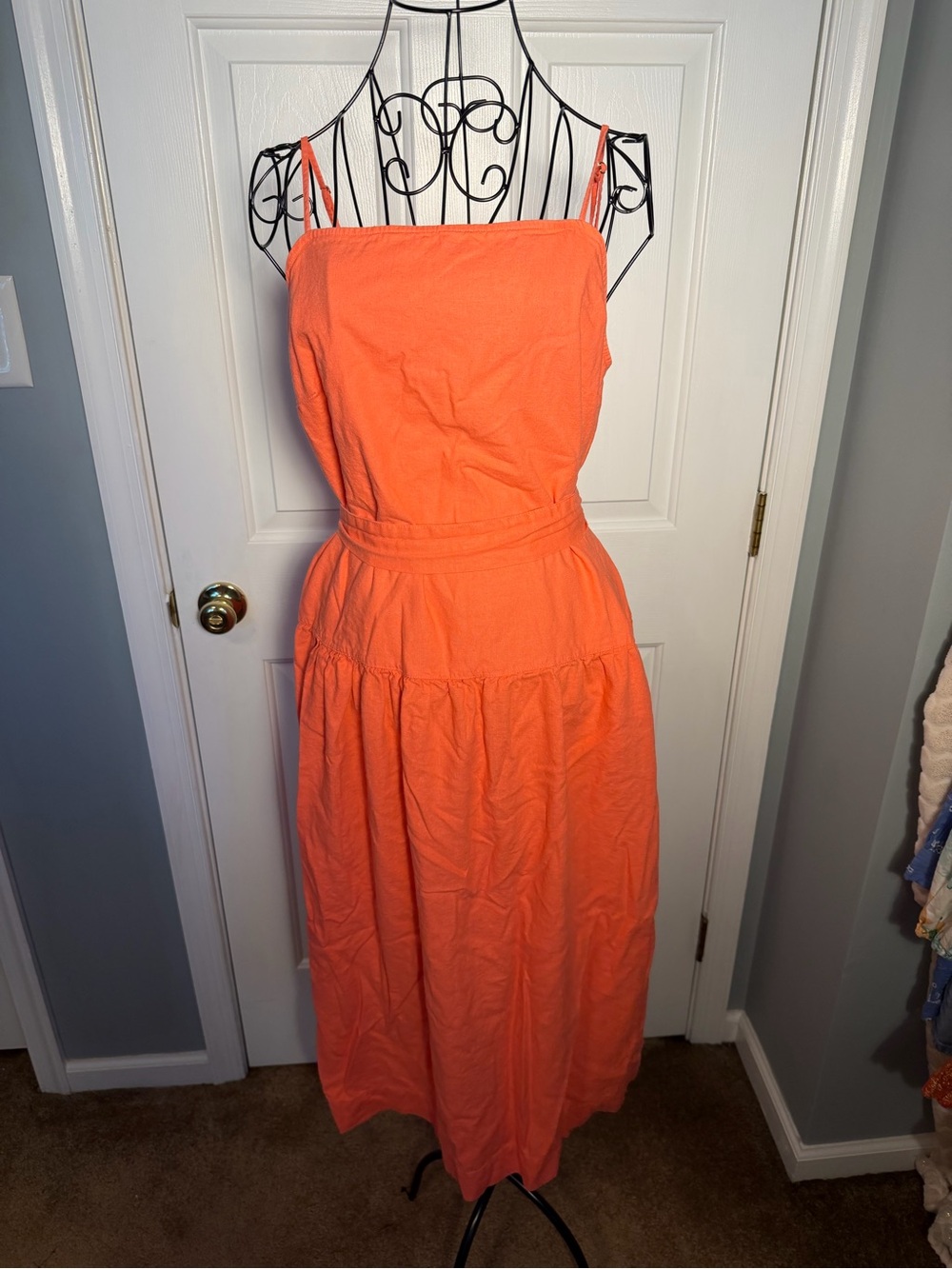 GAP Bright Orange Maxi Sundress with Spaghetti Straps